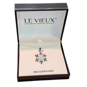 New Vieux Silver Plated Snowflake Necklace with Swarovski Marcasite Crystals